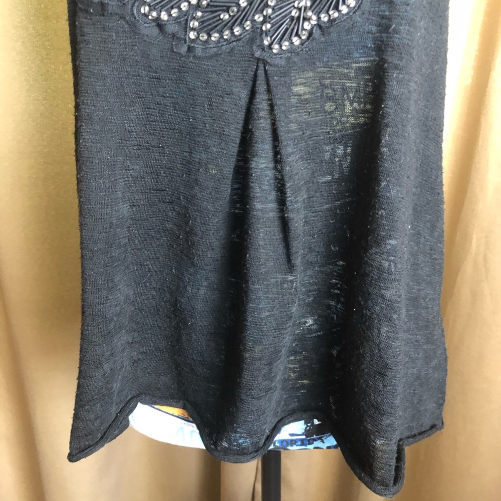Free People Knit Noodle Strap Tank Top with Leaf Details - Picture 2 of 11